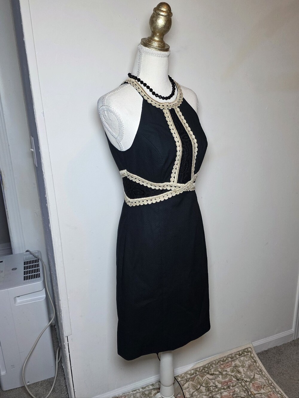 NWT Lilly Pulitzer Layne Stretch Above The Knee Length Shift Dress Black Gold 2